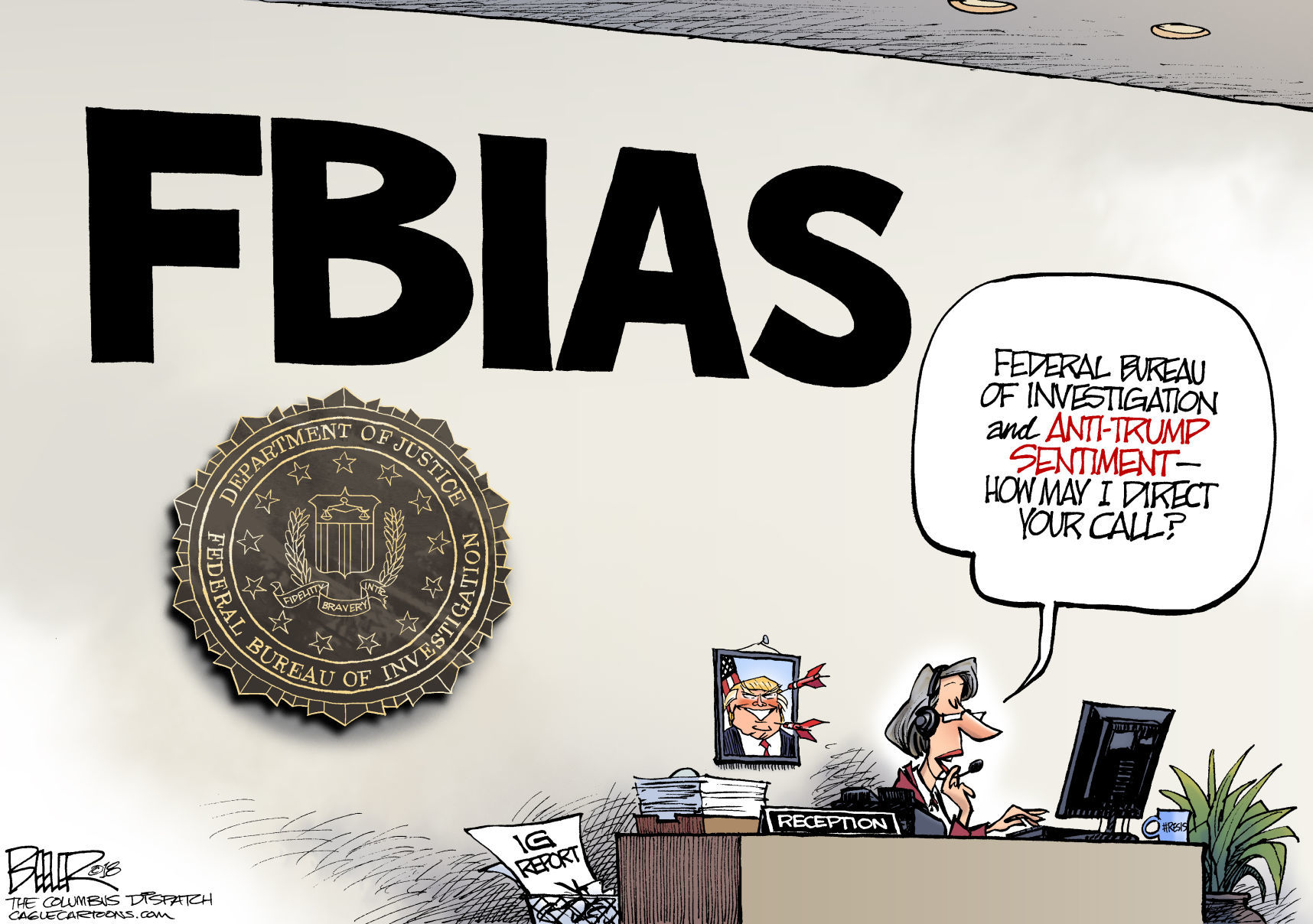 FBI Bias by Nate Beeler, The Columbus Dispatch